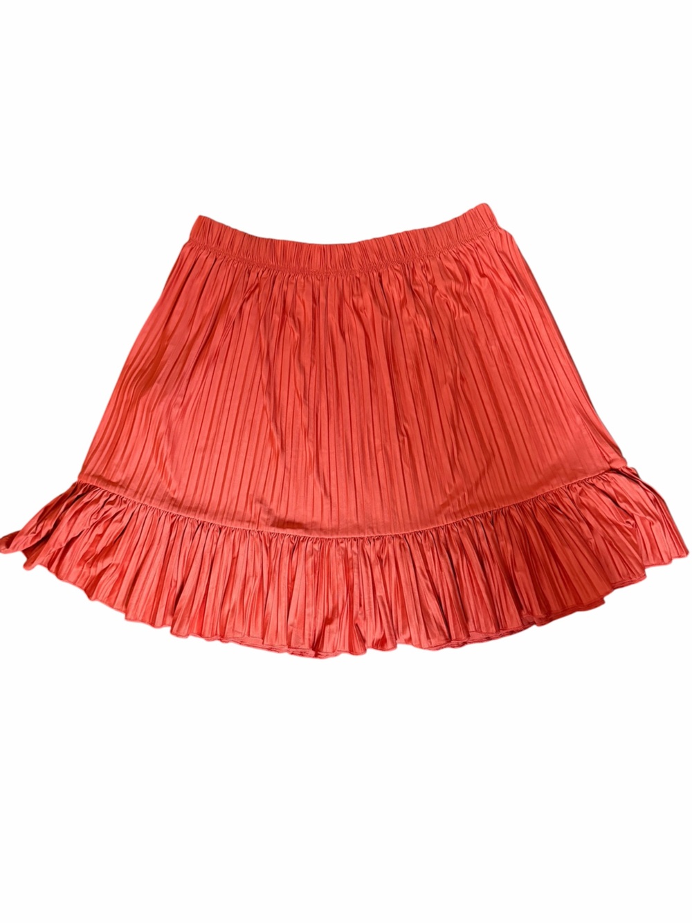 Zara Orange Pleated Ruffle Hem Mini Skirt Summer Vacation Flowy Lightweight